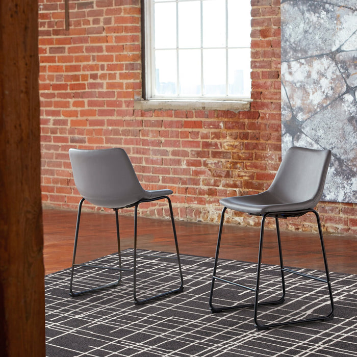 Cole Counter-Height Stool with Vegan Leather Fabric, Metal - Grey