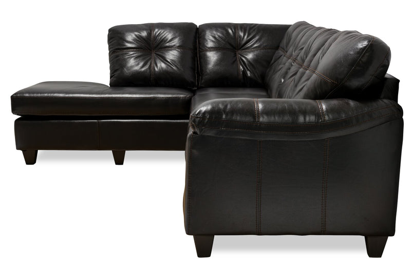 Made in Canada Addison 2-Piece Left-Facing Faux Leather Sectional with Removable Seat Cushions - Blackberry