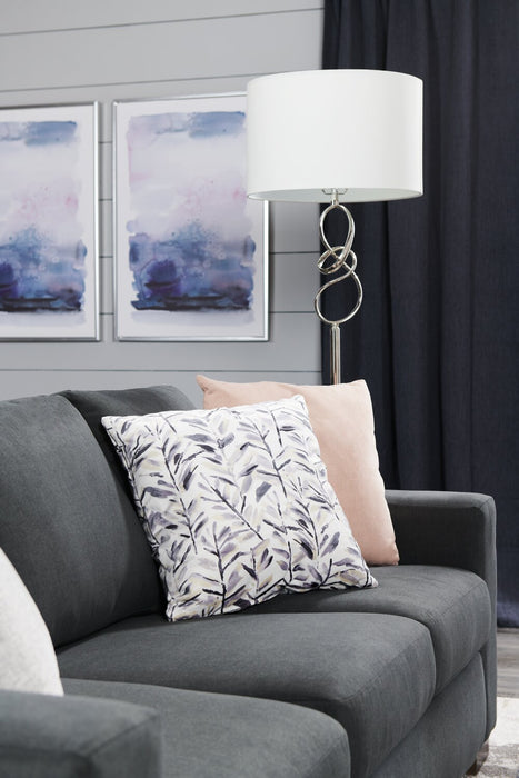 Made in Canada Customizable Sofa Lab Track 85\" Linen-Look Fabric Sofa with Track Arms - Pax Pepper Grey