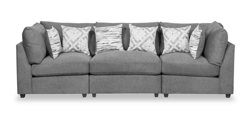 Scott Living Evolve Modular 118.5\" Linen-Look Fabric Sofa with Removable Feather Down Cushions - Charcoal Grey