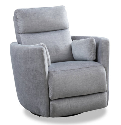 Ember 36" Fabric Swivel Power Reclining Chair - Silver Cotton | Fauteuil pivotant à inclinaison électrique Ember de 36 po en tissu - coton argenté