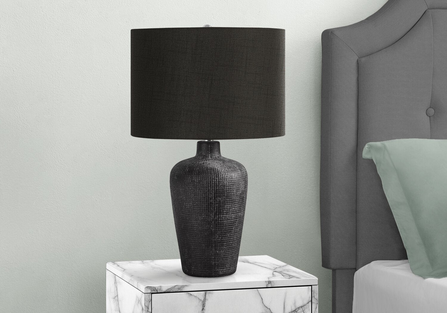 24" Black Ceramic Textured Table Lamp - The Brick