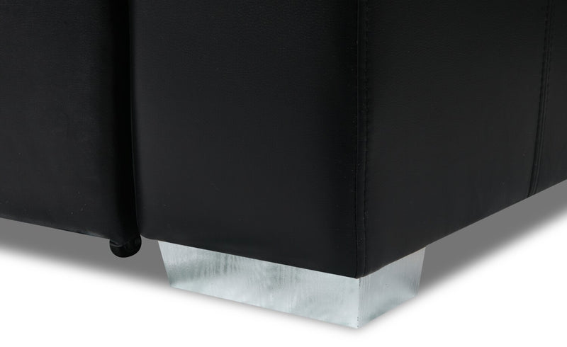 Drake 41.5\" Leather-Look Fabric Chair with Pull-Out Ottoman and Flip-Up Headrest - Black