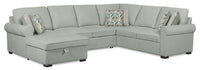 Haven 3-Piece Chenille Left-Facing Sleeper Sectional - Seafoam 