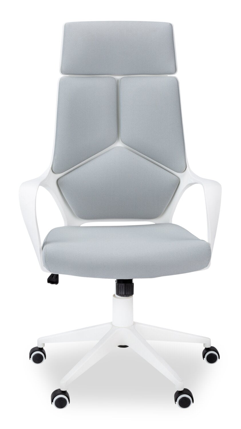 Monarch Specialties Office Chair White Grey Fabric High Back Executive