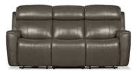 Quincy Genuine Leather Power Reclining Sofa - Grey 