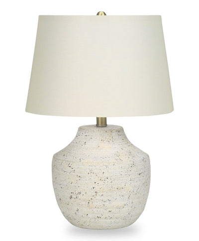 20" Cream Textured Concrete Table Lamp with Ivory Shade|Lampe de table de 20 po béton texturé crème avec abat-jour ivoire