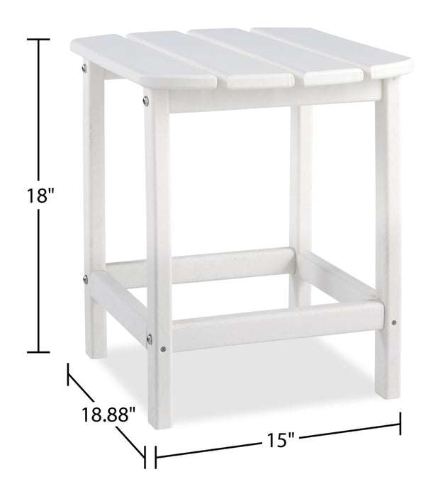 Bask Outdoor Patio End Table - 15\"W, High Density Plastic, UV & Weather Resistant - White