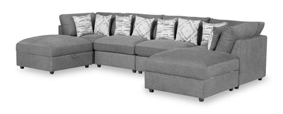 Scott Living Evolve Modular 6-Piece Linen-Look Fabric Sectional with Feather Down Cushions - Charcoal Grey | Sofa sectionnel modulaire Evolve de Scott Living 6 pièces en tissu d’apparence lin avec coussins en duvet et plumes - gris anthracite