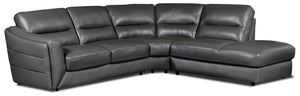Romeo 3-Piece Genuine Leather Right-Facing Sectional - Grey