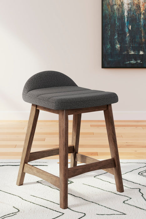 Jovi Counter-Height Stool with Linen-Look Fabric, Wood - Charcoal