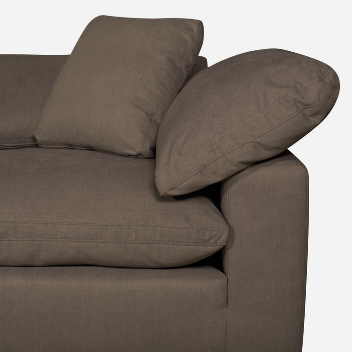 Eclipse Modular 5-Piece Linen-Look Fabric Sectional with Reversible Feather Down Cushions - Slate Grey