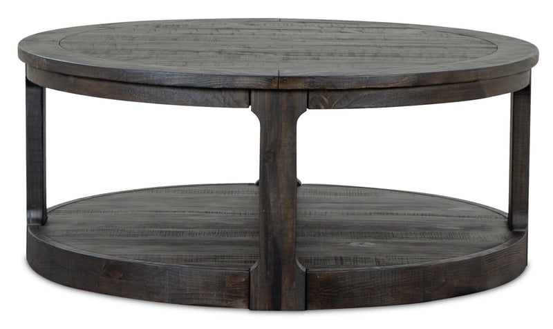 Axl 40\" Traditional Round Coffee Table with Shelf - Dark Grey-Brown Wood