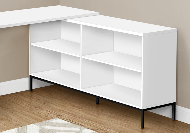 Sean 60\" L-Shaped Office Desk with 3-Drawers & 4 Cubbies - White
