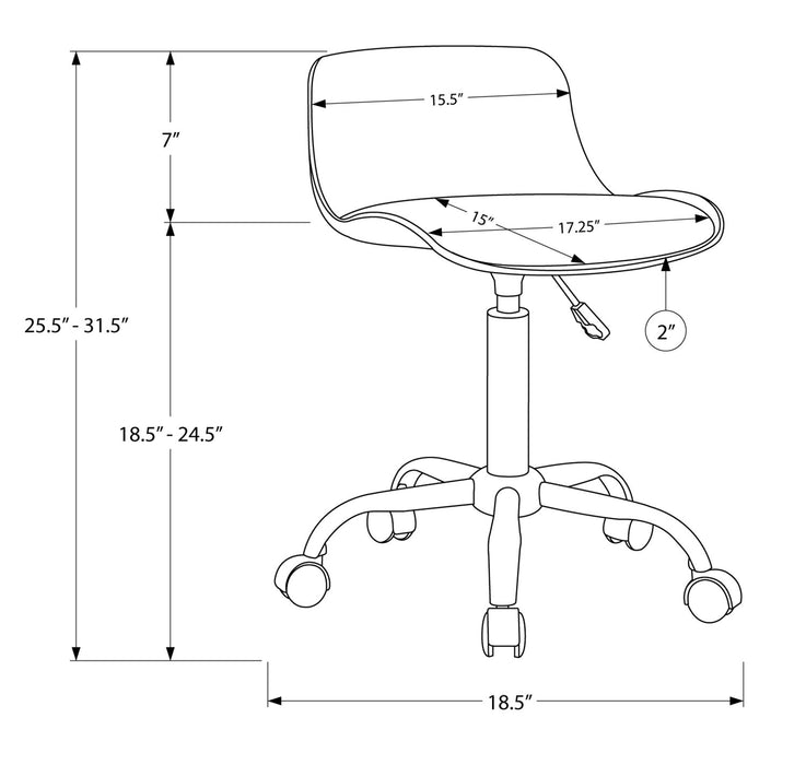 Letty 18.5\" Compact Office Chair with Low Back - Grey