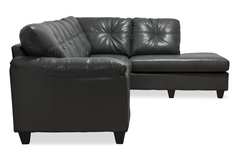 Made in Canada Addison 2-Piece Right-Facing Leather-Look Fabric Sectional with Removable Seat Cushions - Grey