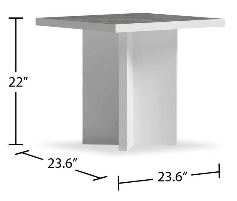 Marla 23.6\" Modern End Table - White and Grey with Marble Look