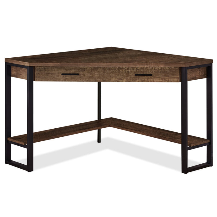 Christiana 42\" Corner Office Desk with Drawer - Brown
