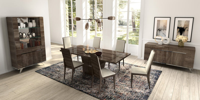 Gino 5pc Dining Set with Table & 4 Chairs - Made in Italy, 63-86\"W Extension, Modern - Brown