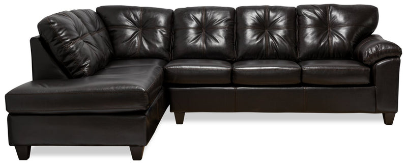 Made in Canada Addison 2-Piece Left-Facing Faux Leather Sectional with Removable Seat Cushions - Blackberry
