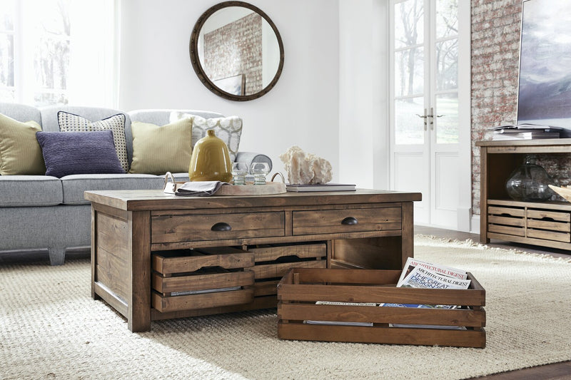 Stratton 49\" Rustic Lift Top Coffee Table with Storage - Dark Brown Pine