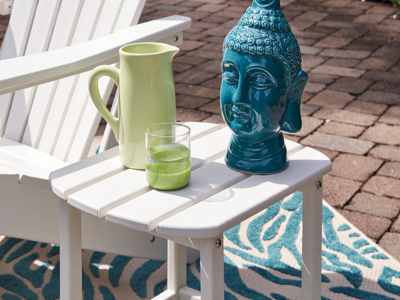 Bask Outdoor Patio End Table - 15\"W, High Density Plastic, UV & Weather Resistant - White