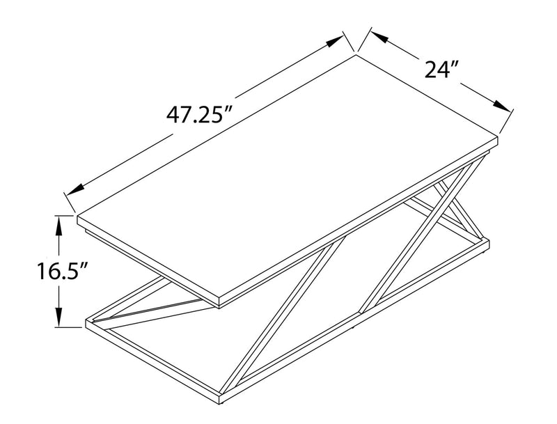 Verona 47.25\" Modern Coffee Table - White Marble Look with Black Metal Base