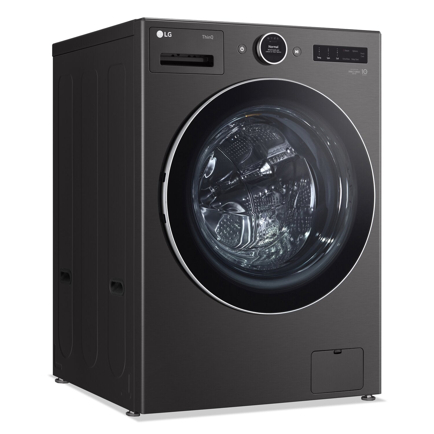 LG 5.8 Cu. Ft. Smart Front Load High Efficiency Steam Washer Blac. The Brick