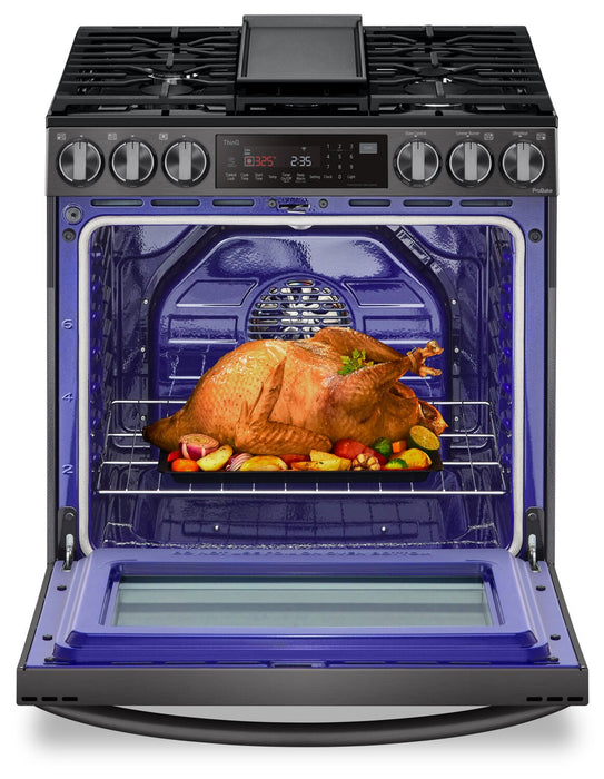 LG 6.3 Cu. Ft. Smart Gas Range with Instaview and ProBake Convection® - Smudge Proof Black Stainless Steel - LSGL6335D