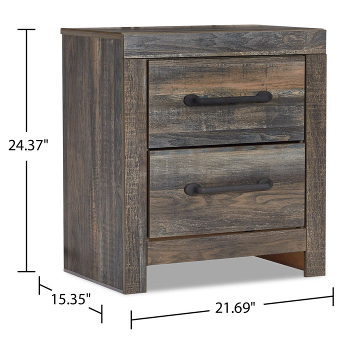 Abby 6pc Bedroom Set with Panel Bed, Dresser, Mirror, Nightstand for Kids, LED, USB, Brown - Twin Size
