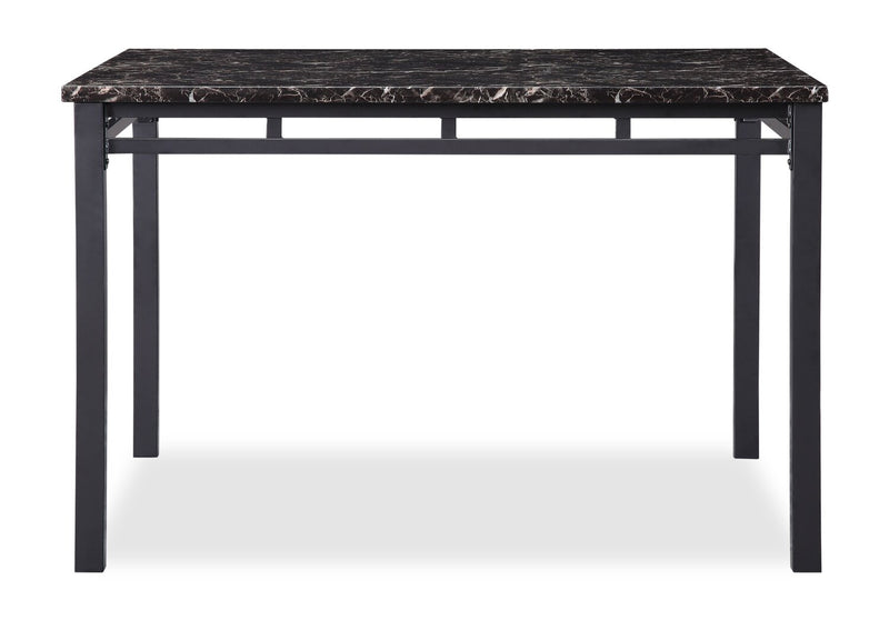 Marc 5pc Dining Set with Table & 4 Chairs, Marble-Look Top, Metal, 48\"W - Black
