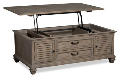 Lancaster 50" Traditional Lift Top Coffee Table with Storage and Casters - Grey and Bronze Pine|Table à café traditionnelle Lancaster de 50 po avec dessus relevable, rangement et roulettes - grise et pin bronze