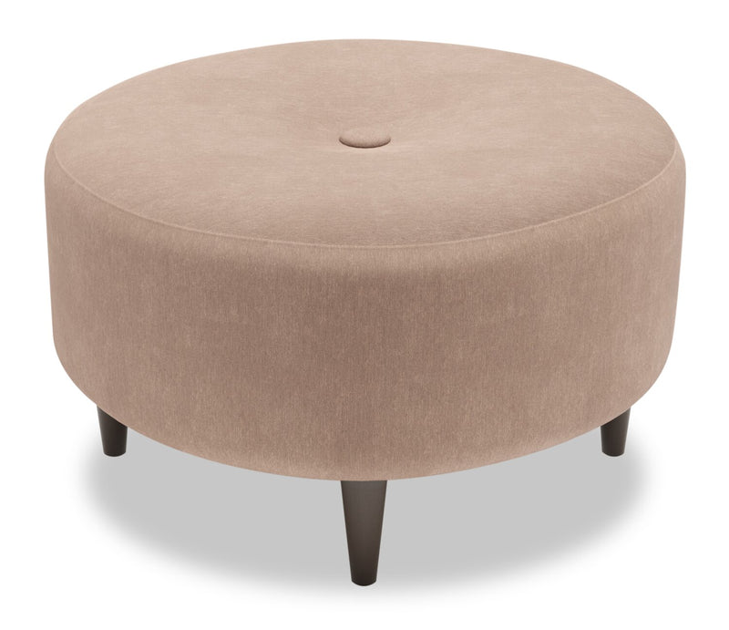 Made in Canada Customizable Sofa Lab The Curve 31\" Linen-Look Fabric Ottoman - Pax Wicker Brown