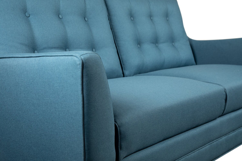 Novalee 75.5\" Linen-Look Sofa with Flared Arms and Button Tufting - Blue