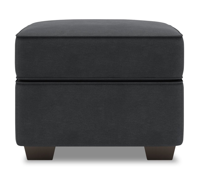 Made in Canada Customizable Sofa Lab Roll 24\" Linen-Look Fabric Ottoman - Pax Pepper Grey