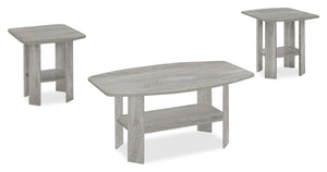 Everest 3-Piece Coffee and Two End Tables Package - Grey
