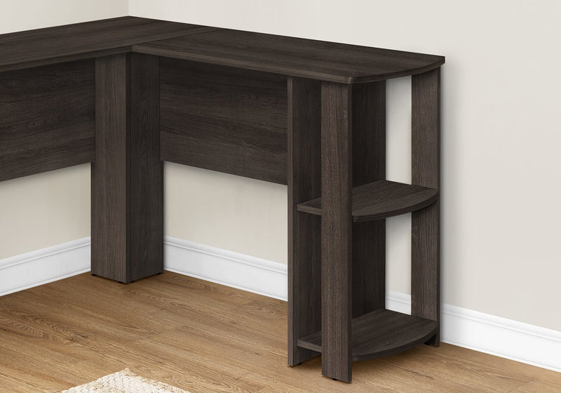 Eason 47\" L-Shaped Office Desk with Shelf- Oak