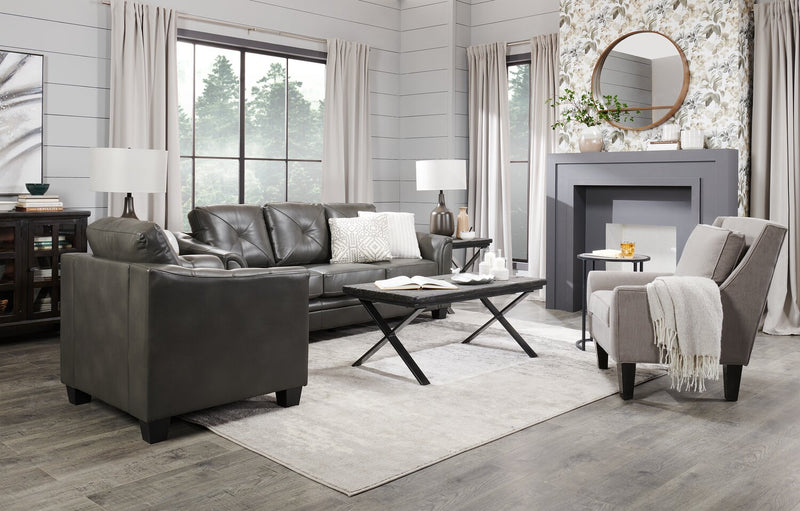 Made in Canada Sofa Lab Customizable Club 29\" Linen-Look Fabric Accent Chair with Wood Legs - Pax Slate Grey