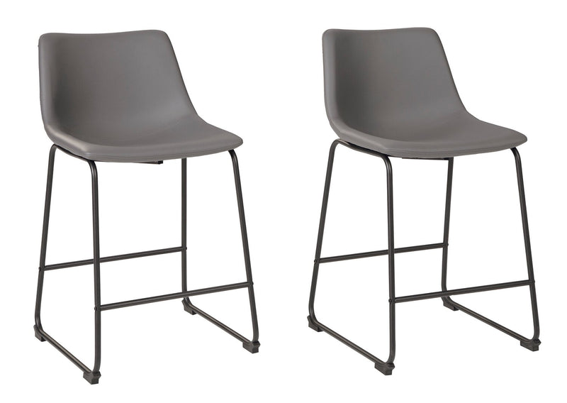 Cole Counter-Height Stool with Vegan Leather Fabric, Metal - Grey