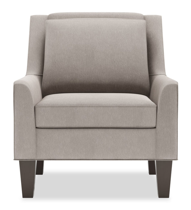 Made in Canada Sofa Lab Customizable Club 29\" Linen-Look Fabric Accent Chair with Wood Legs - Pax Slate Grey