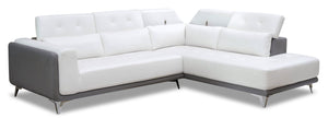 Cosmo 2-Piece Leather-Look Fabric Right-Facing Sectional - Tanner Snow/Tanner Grey | Sofa sectionnel de droite Cosmo 2 pièces en tissu d'apparence cuir - neige Tanner, gris Tanner | COSMWSR2