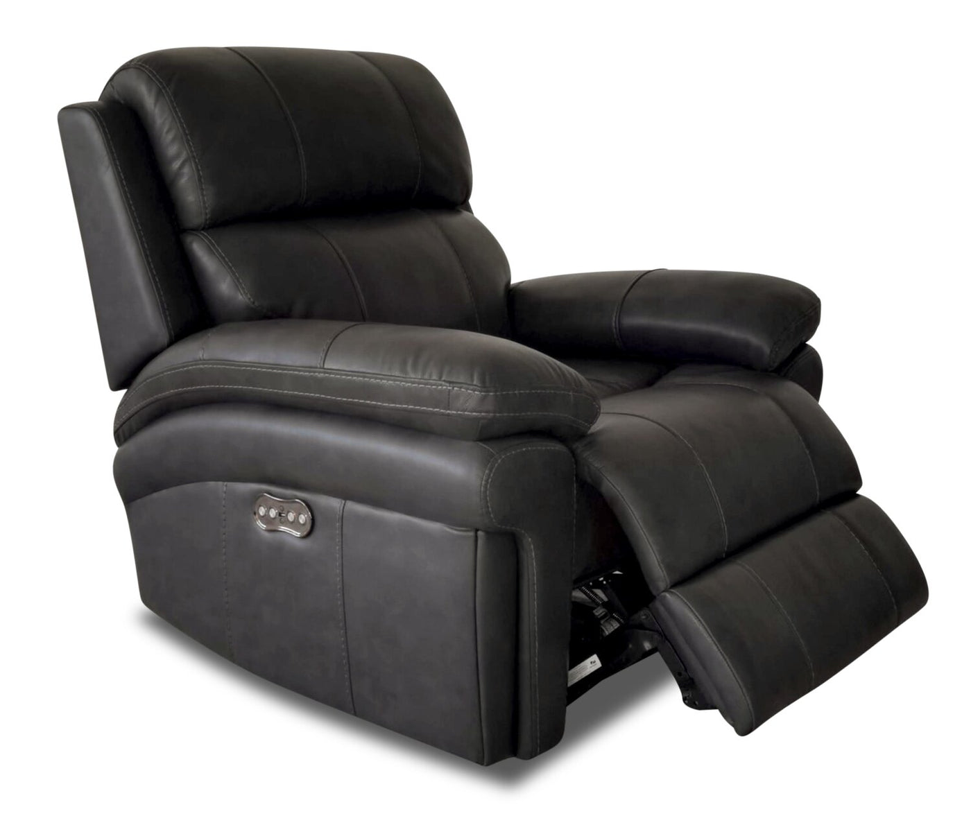 Denver Genuine Leather Power Recliner with Power Headrest - Charcoal