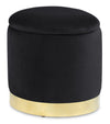 Phebe Velvet Storage Ottoman - Black