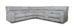 Apollo Power Reclining Sectional Sofa with Power Headrest - Pebble Grey