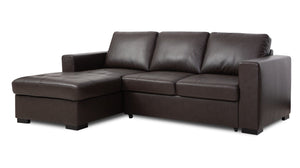 Izzy 2-Piece Leather-Look Fabric Left-Facing Sleeper Sectional - Chocolate | Sofa-lit sectionnel de gauche Izzy 2 pièces en tissu d'apparence cuir - chocolat | IZZTCLS2