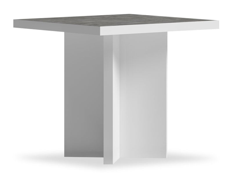 Marla 23.6\" Modern End Table - White and Grey with Marble Look