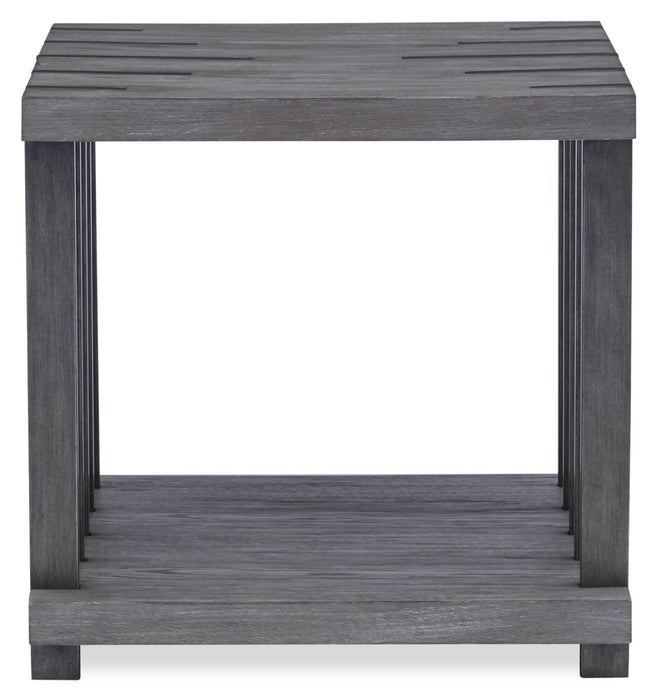 Eldridge 24\" Modern End Table with Shelf - Weathered Grey with Metal and Wood