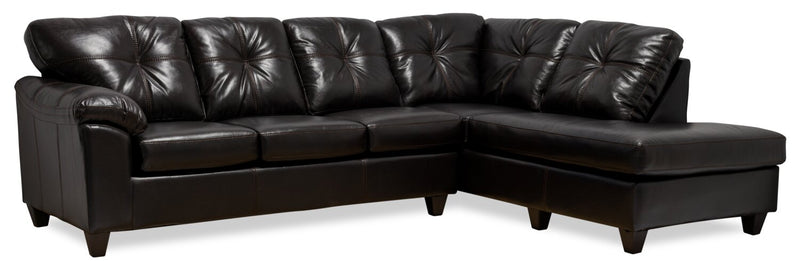 Made in Canada Addison 2-Piece Right-Facing Faux Leather Sectional with Removable Seat Cushions - Blackberry