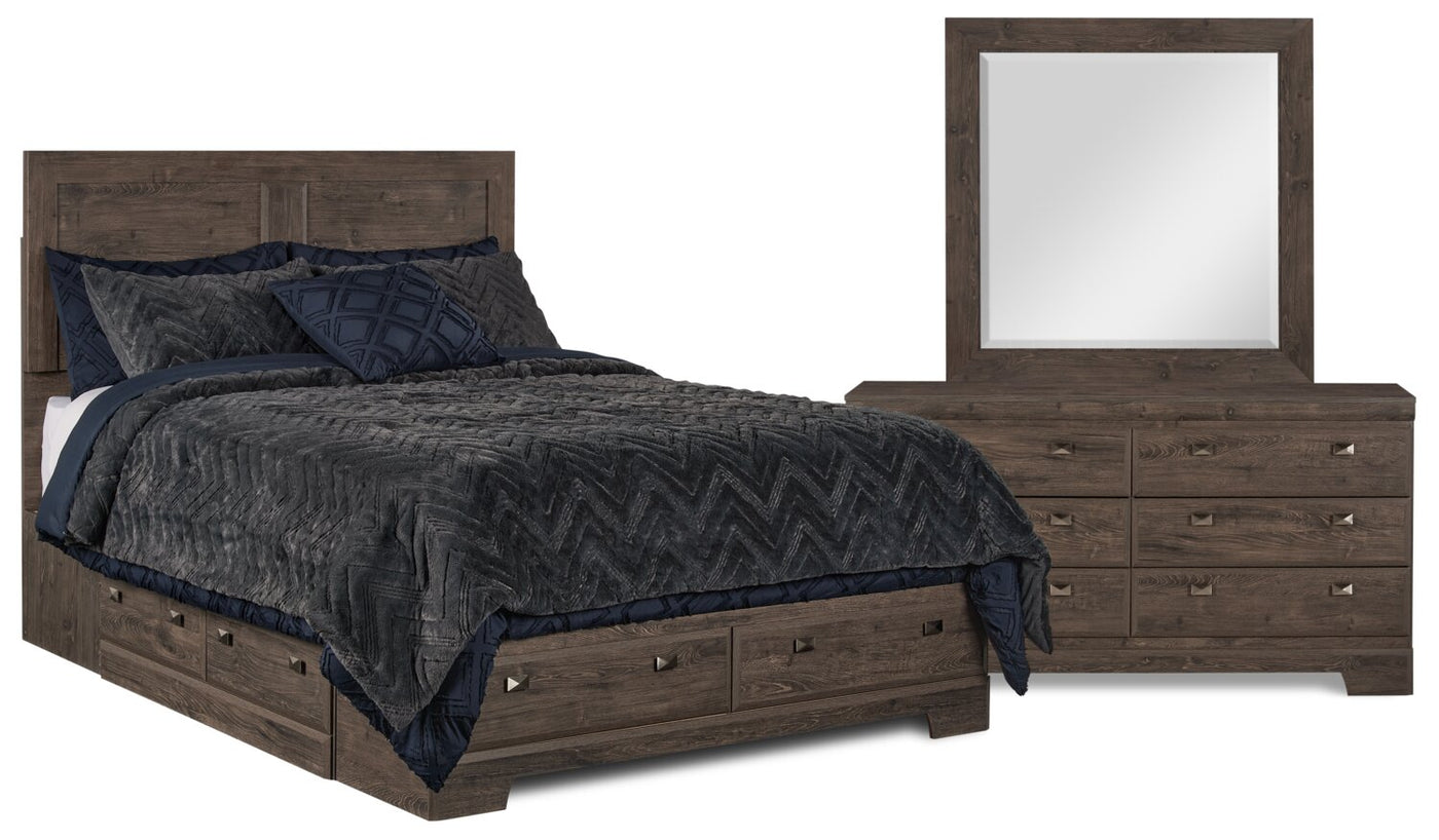Yorkdale Grey 5Piece Full 6 Drawer Storage Bedroom Package The Brick