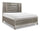 Max Platform Storage Bed with Headboard & Frame, LED, Vegan Leather, Glam, Silver - King Size